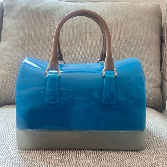 Furla Boston Blue and Gray Jelly Handbag - Picture 2 of 16